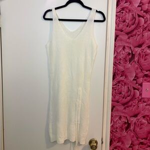 White Sleeveless swimsuit cover up w/ side ruching detail